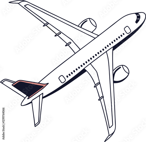 Modern Airplane Silhouette Illustration.