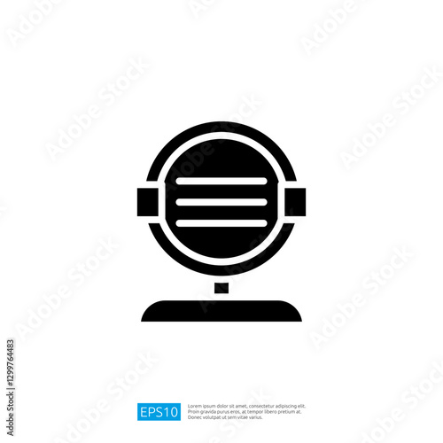 Audio Recording Icon Featuring Microphone and Headphones for Communication Technology and Media Production