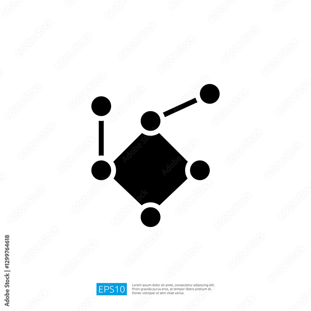 Abstract Icon of Interconnected Nodes and Hexagon in Black Color for Technology and Networking Concepts Abstract Icon of Interconnected Nodes and Hexagon in Black Color for Technology and Networking Concepts