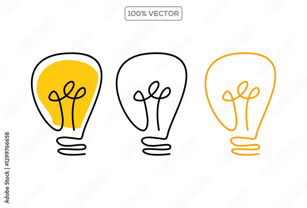 Hand drawn light bulb illustration with innovation idea concepts. vector illustration Hand drawn light bulb illustration with innovation idea concepts. vector illustration
