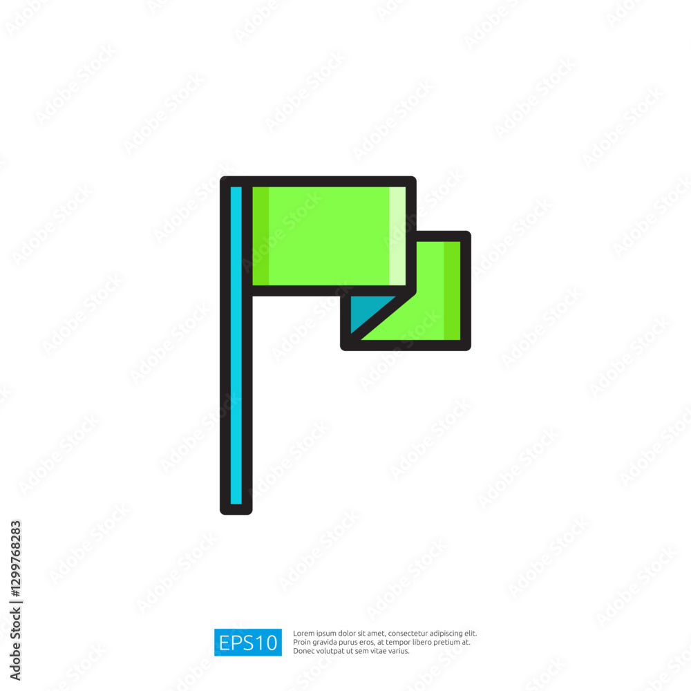 Colorful icon of a vibrant green flag with layered design elements showcasing motion and contemporary graphic style suitable for digital applications and illustrations. Colorful icon of a vibrant green flag with layered design elements showcasing motion and contemporary graphic style suitable for digital applications and illustrations.