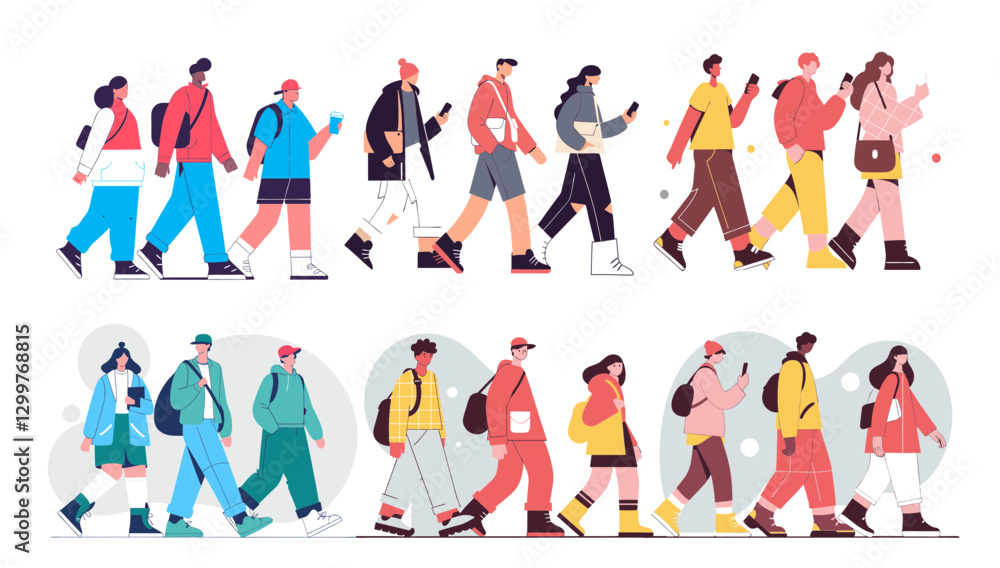 Illustration variation of a young man walking. Simple illustration. Student. Illustration variation of a young man walking. Simple illustration. Student.