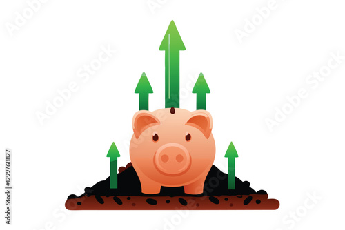 Illustrate a piggy bank overflowing with coins, representing significant tax savings, alongside a graph showcasing upward financial growth.