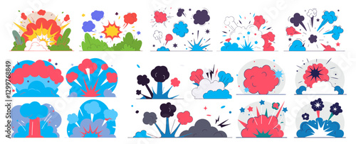 Illustration variation of explosion. Simple illustration. Colorful.