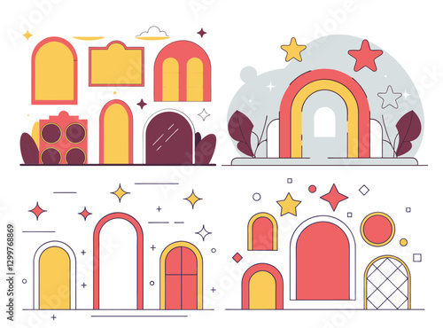 Illustration variation of the frame. Simple illustration. Doors.