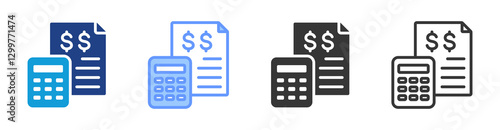 Budgeting icon set multiple style collection