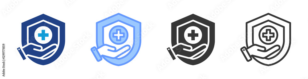 Insurance icon set multiple style collection Insurance icon set multiple style collection