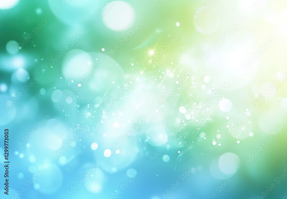 Soft Bokeh Background with Shimmering Lights in Green and Blue Tones for Abstract and Creative Designs, Ideal for Websites and Print Projects