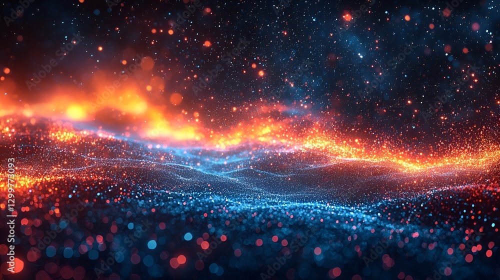 Fototapeta premium Abstract fiery particles landscape