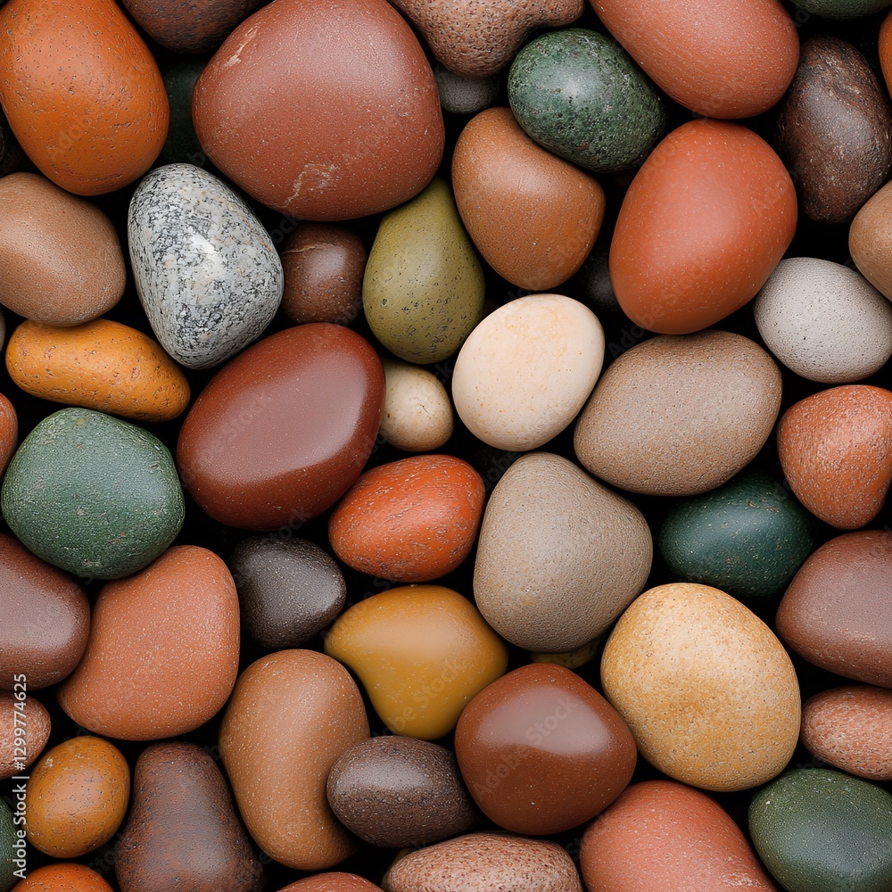 Colorful Collection of Natural Pebbles and Stones on a Surface Colorful Collection of Natural Pebbles and Stones on a Surface