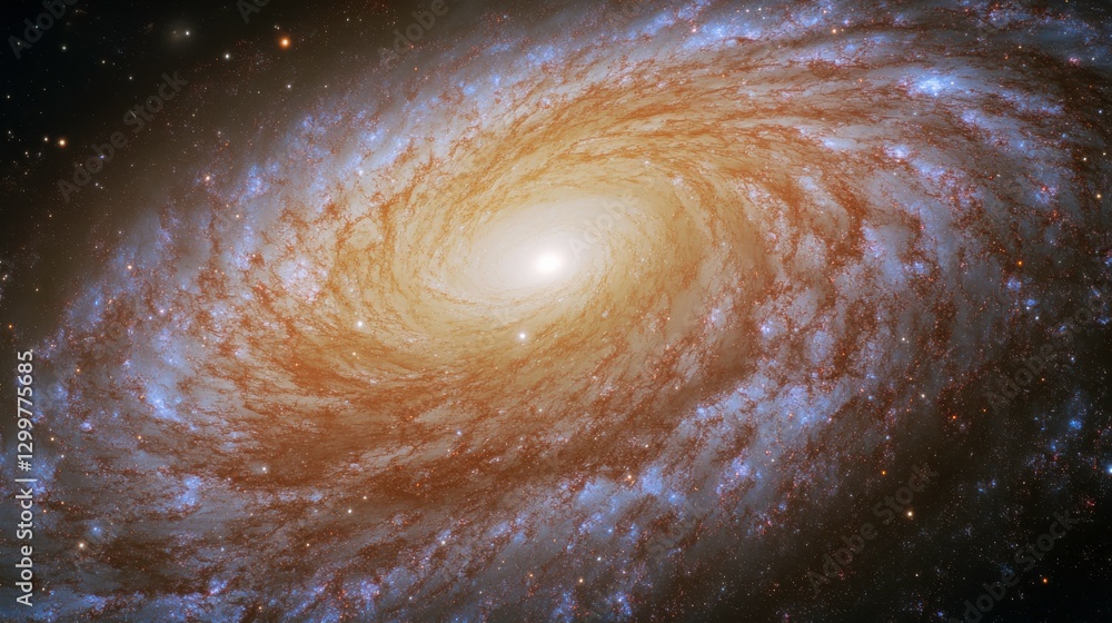 Fototapeta premium Dynamic Swirling Galaxy with Bright Light on Dark Background
