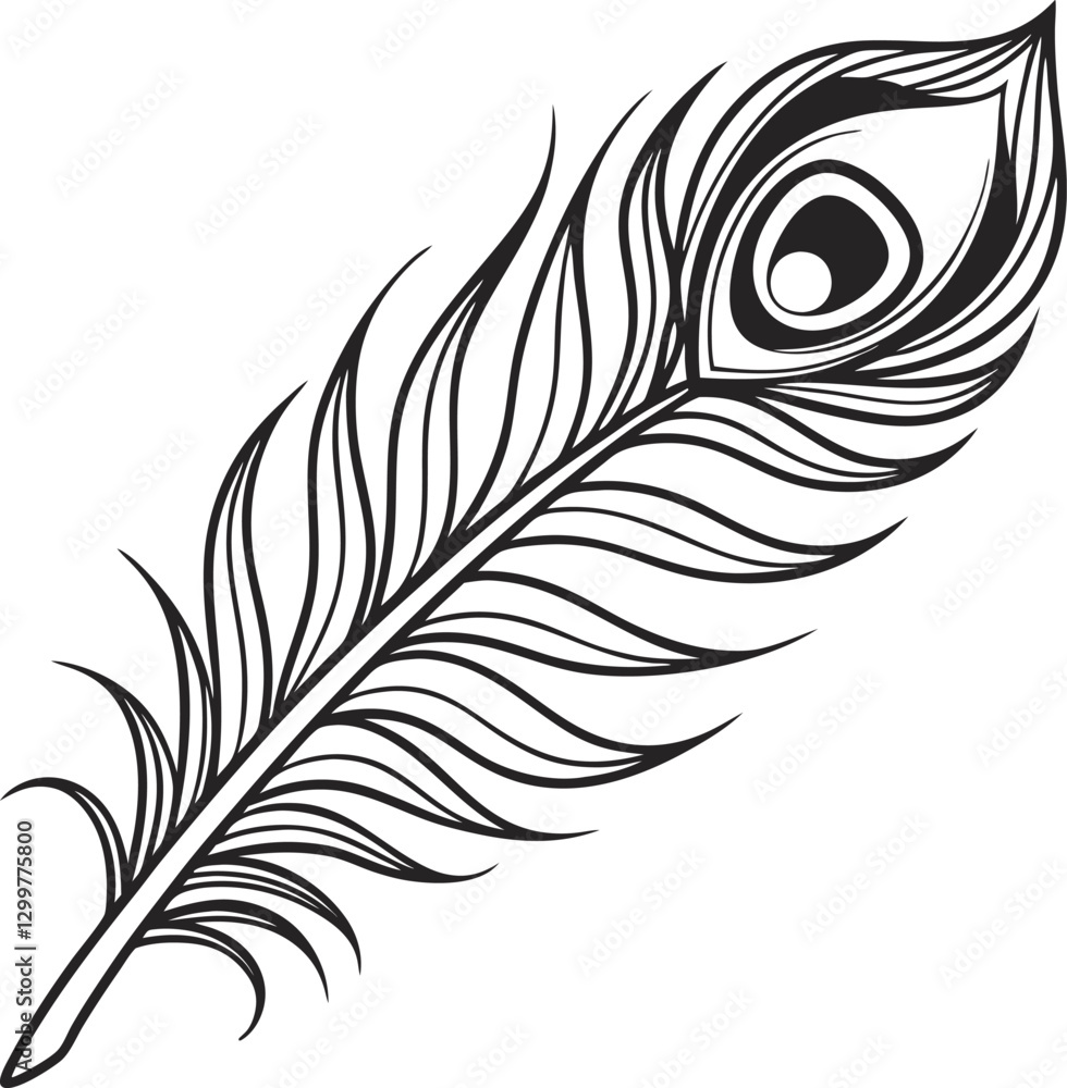 Obraz premium Graceful Peacock Feather Silhouette.