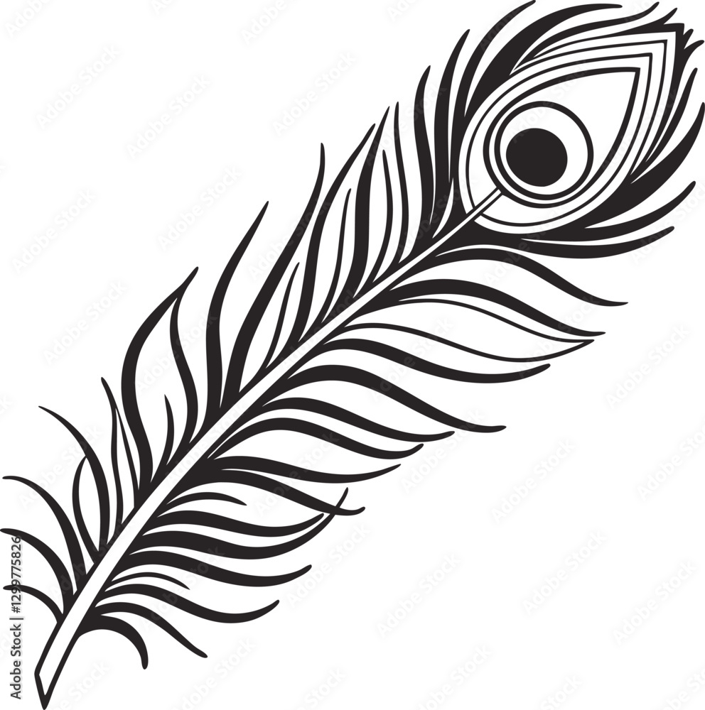 Graceful Peacock Feather Silhouette. Graceful Peacock Feather Silhouette.