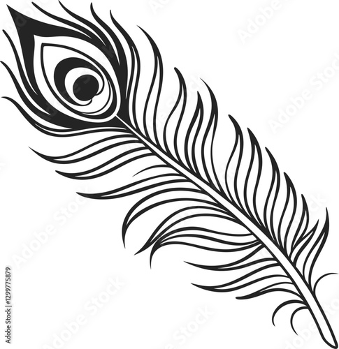 Graceful Peacock Feather Silhouette.