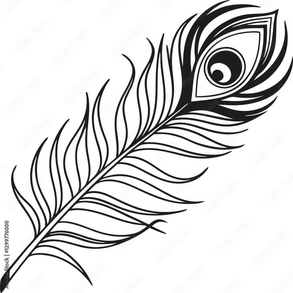 Obraz premium Graceful Peacock Feather Silhouette.