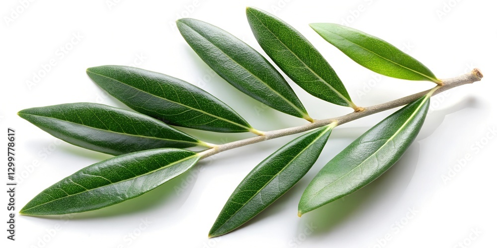 Obraz premium Olive twig with fresh green leaves isolated on white 