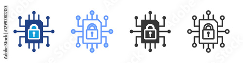 Encryption icon set multiple style collection