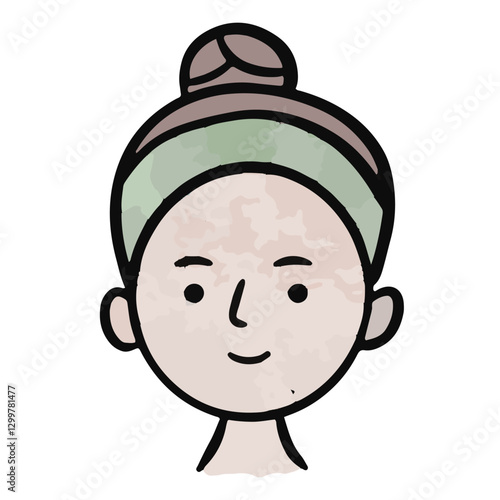 Face before after using skincare Watercolor