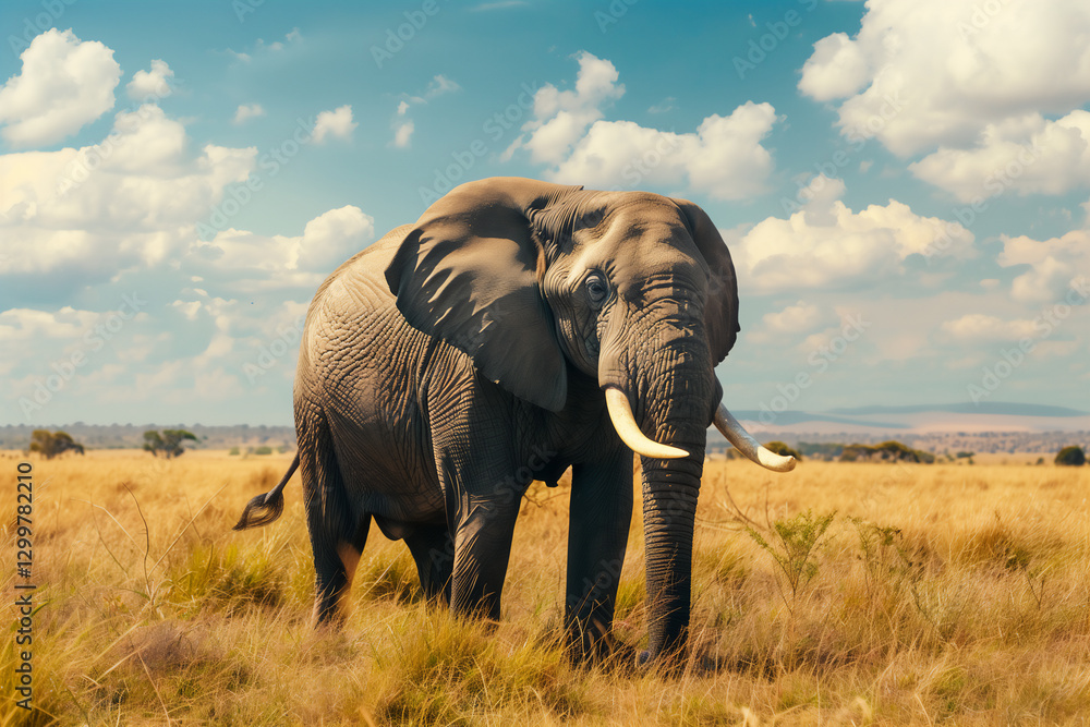 Fototapeta premium Big elephant on nature background