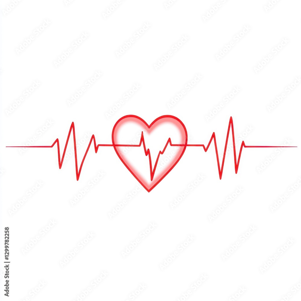 Heartbeat and ECG Line Vector on White Background Heartbeat and ECG Line Vector on White Background