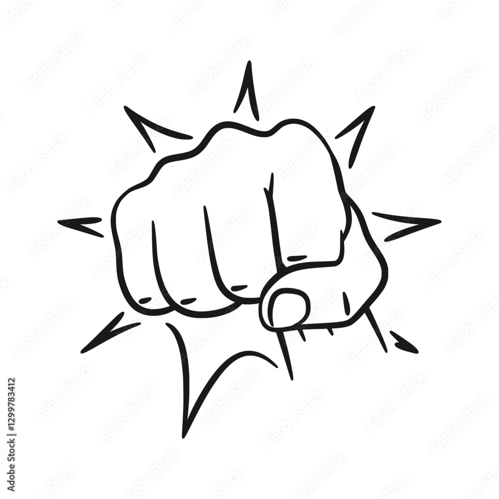 Fist Punch Line Art Hand Drawing Fist Punch Line Art Hand Drawing