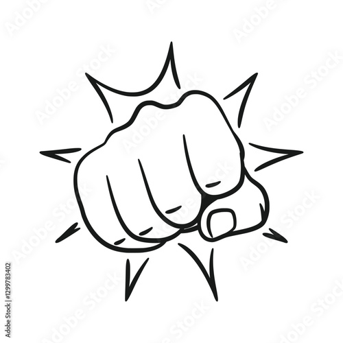 Fist Punch Line Art Hand Drawing