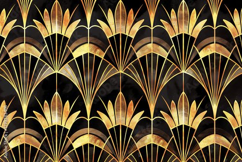 gold  retro art deco patterns in black