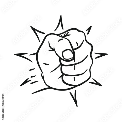 Fist Punch Line Art Hand Drawing