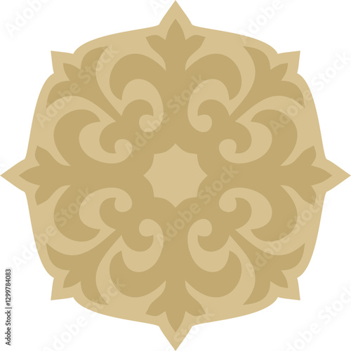 Vector golden  Kazakh national ornament. Ethnic pattern of the peoples of the Great Steppe