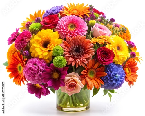 Wallpaper Mural flowers with eucalyptus leaves in floral arrangement isolated on white Torontodigital.ca