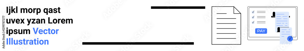 File and document icons paired with abstract parallel lines and placeholder text. Ideal for editing, writing, proofreading, publishing, layout design, workflows, digital documentation, abstract line File and document icons paired with abstract parallel lines and placeholder text. Ideal for editing, writing, proofreading, publishing, layout design, workflows, digital documentation, abstract line