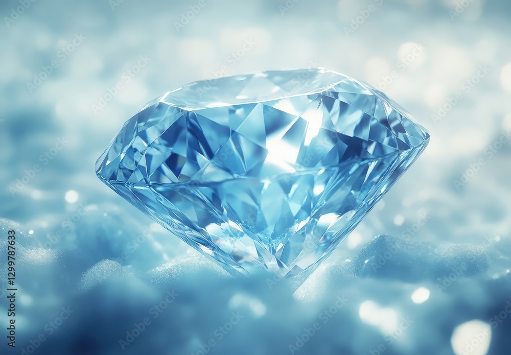 Sparkling Blue Diamond Glimmering on Soft Surface with Creative Bokeh Effects and Elegant Reflections in Background Lighting for Stock Photography Use Sparkling Blue Diamond Glimmering on Soft Surface with Creative Bokeh Effects and Elegant Reflections in Background Lighting for Stock Photography Use