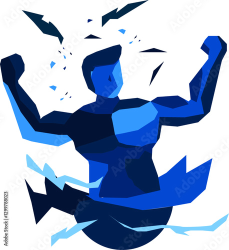 Athlete graphic with strength and ready to compete