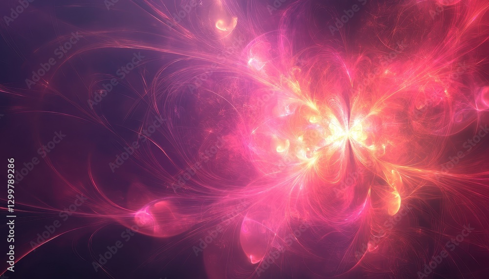 Obraz premium Vibrant Cosmic Nebula with Glowing Pink and Red Energy