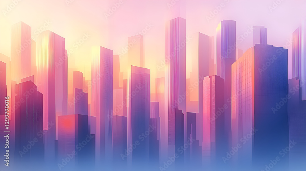 Serene Futuristic Cityscape with a Dreamy Pastel Sunrise Serene Futuristic Cityscape with a Dreamy Pastel Sunrise
