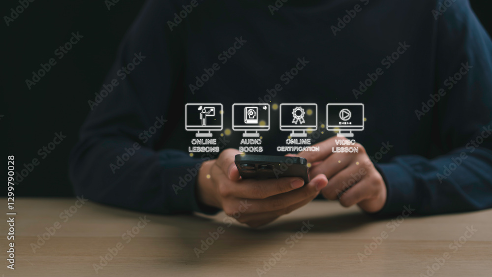 online education and e-learning, including internet lessons. digital courses enhanced. representing artificial intelligence and machine learning in online courses and educational services