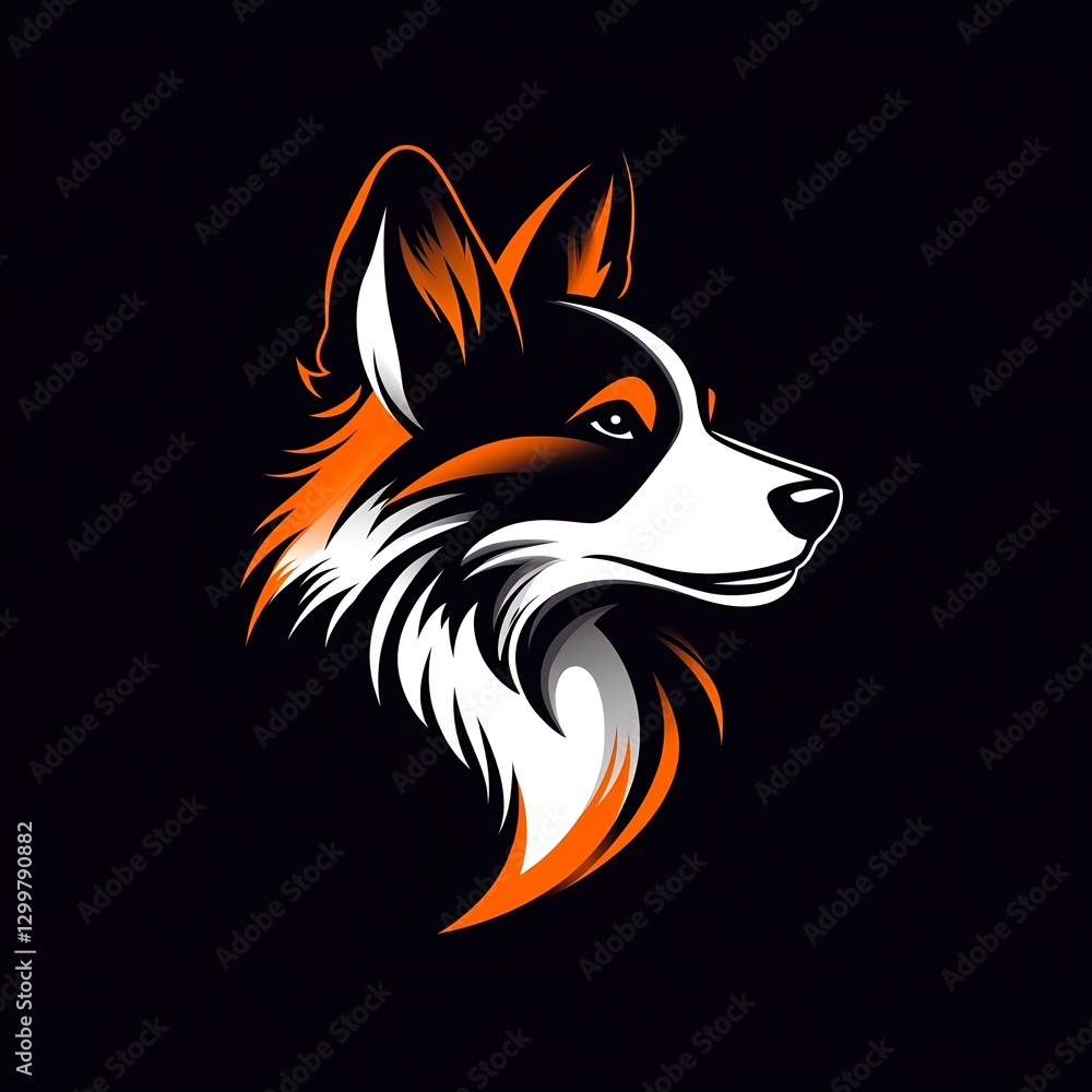 Obraz premium Stylized Border Collie Head: A Vibrant, Abstract Canine Portrait Against a Dark Background