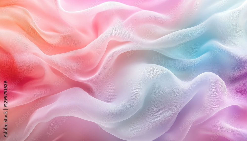 Soft Pastel Fabric Texture Background with Colorful Waves and Drapes Soft Pastel Fabric Texture Background with Colorful Waves and Drapes