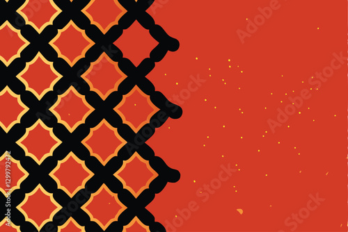 Generate an image of an intricate geometric lattice pattern digitally overlaid on a traditional Asian textile design, showcasing a blend of modern and ancient aesthetics.