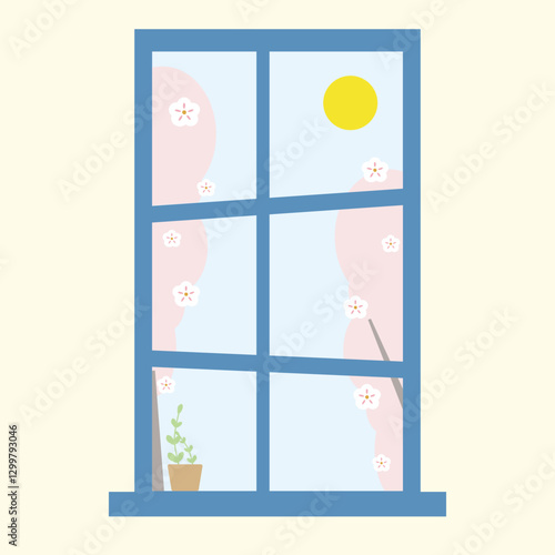 귀여운 벚꽃 , 봄 , 일러스트