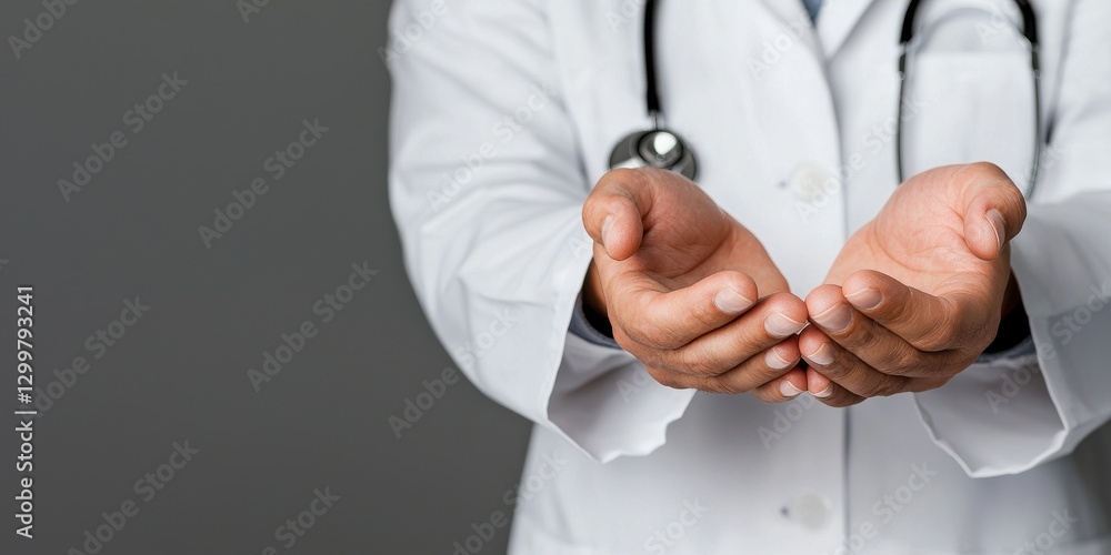 Doctor with outstretched hands offering help or support, healthcare concept Doctor with outstretched hands offering help or support, healthcare concept