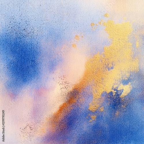 Abstract gold blue watercolor art texture background