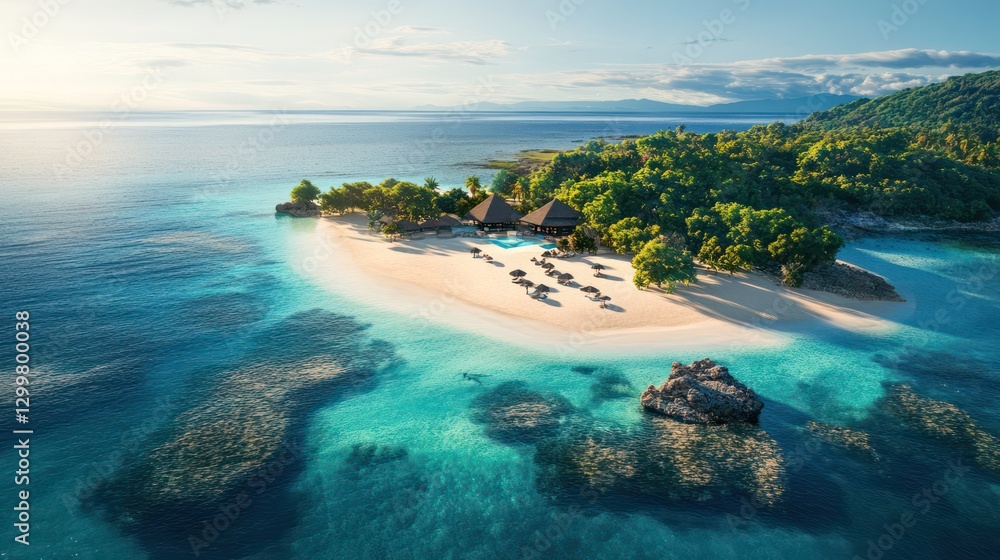 Obraz premium Serene Tropical Island with Clear Waters By Generated AI