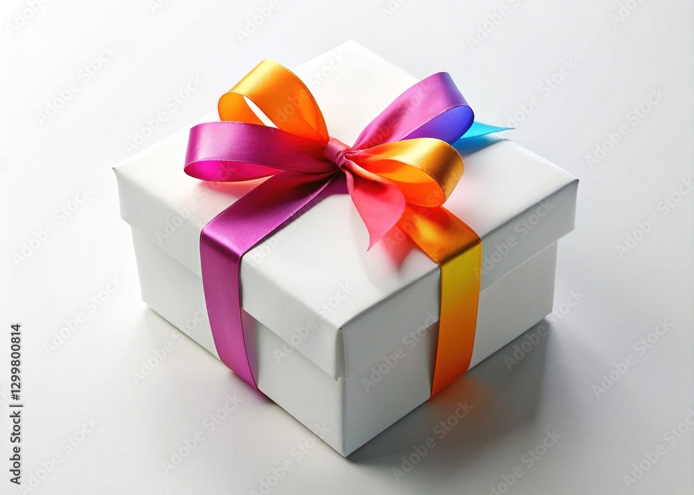 Square White Sticker Gift Box Mockup with Ribbon, Card Mockup - High Resolution Square White Sticker Gift Box Mockup with Ribbon, Card Mockup - High Resolution