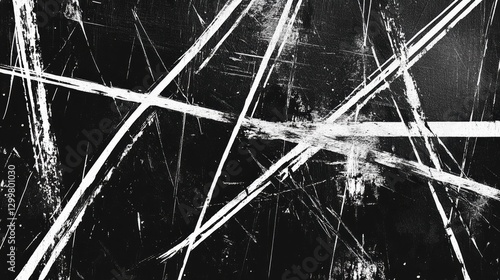 Abstract Black and White Background with Dynamic Scratch Patterns