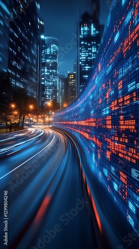 City Street Light Trails at Night