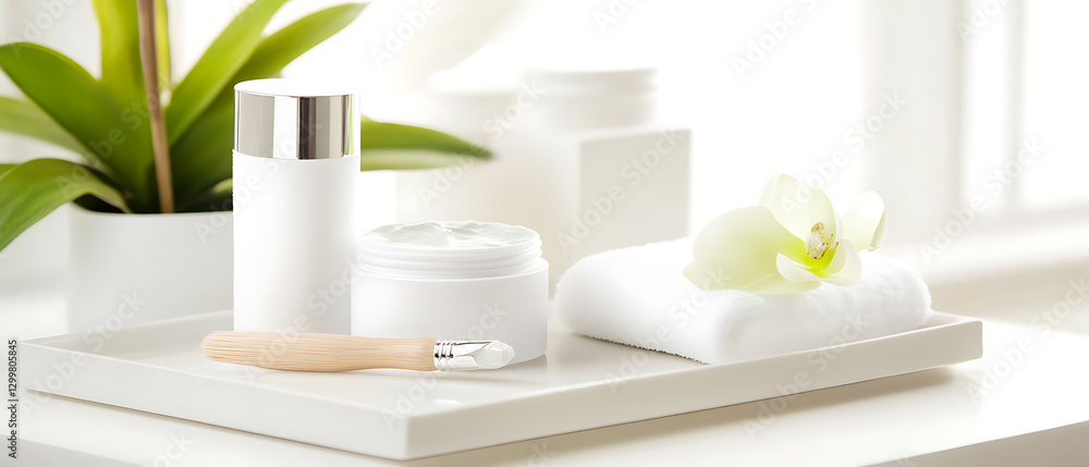 Relaxing spa treatment essentials home product display bright environment close-up view self-care concept Relaxing spa treatment essentials home product display bright environment close-up view self-care concept