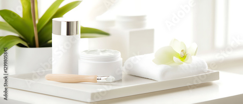 Wallpaper Mural Relaxing spa treatment essentials home product display bright environment close-up view self-care concept Torontodigital.ca