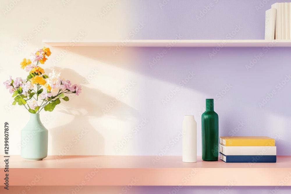 Chic Minimalist Office Zoom Background With Flowers, Shelves, And Books Creating A Cozy Atmosphere For Video Conferencing Chic Minimalist Office Zoom Background With Flowers, Shelves, And Books Creating A Cozy Atmosphere For Video Conferencing