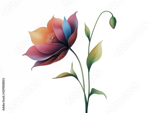 Delicate flower with wavy petals and vibrant colors